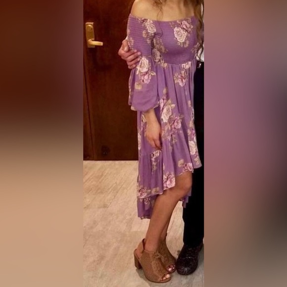 Altar'd State Off The Shoulder Floral Printed High-low Dress Women's Size S - Picture 9 of 9